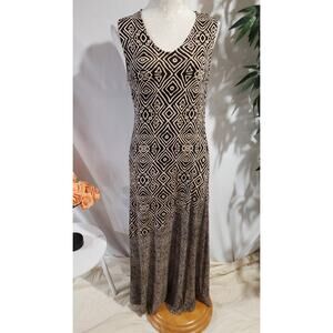 Soft Surroundings Tulum Classic V-Neck Maxi Dress Size XS Tribal Boho Geometric